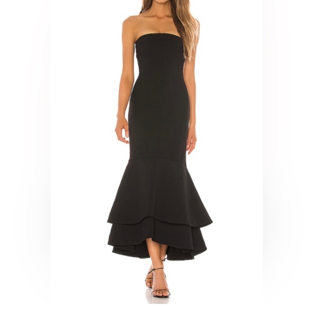 Lovers And Friends Black Strapless Ruffle Dress Gem